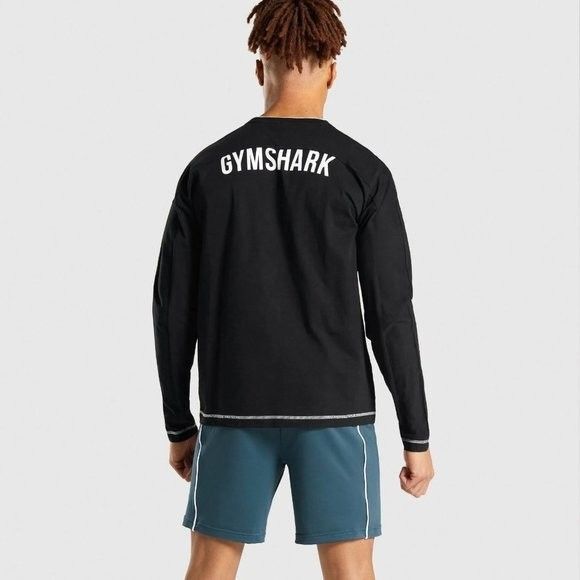 Gymshark Mens Shirt Black Crew Neck Recess Long Sleeve T-shirt Size L NEW - Picture 6 of 10